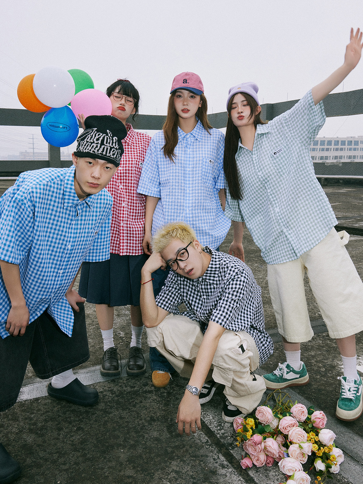 LEMANISM 小格紋 寬鬆 短袖襯衫