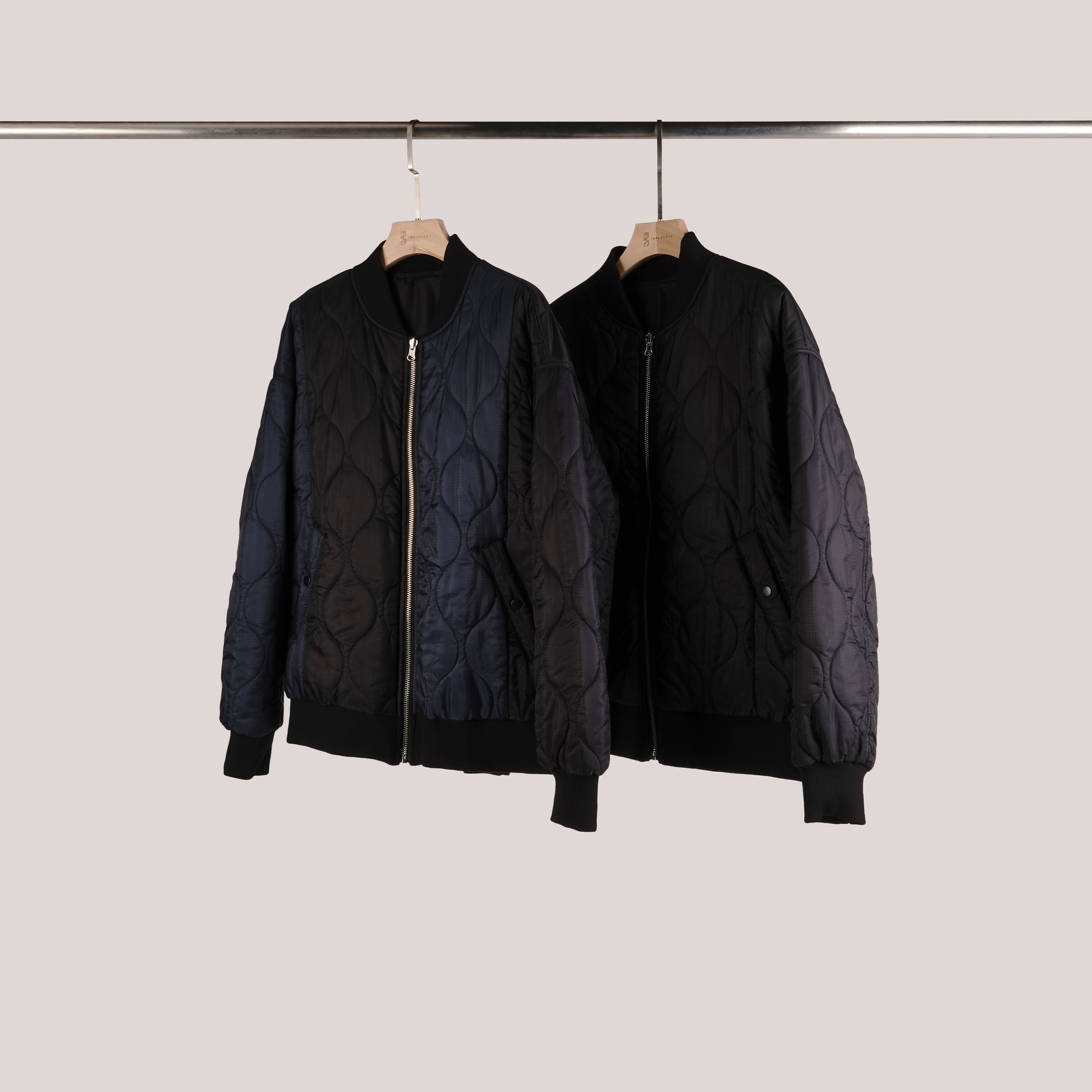 撞色波紋口袋鋪棉外套 | 2色