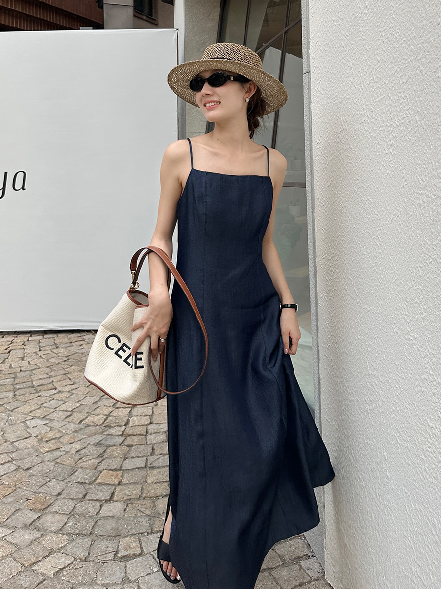 6W16 度假風修身細肩帶洋裝 一色