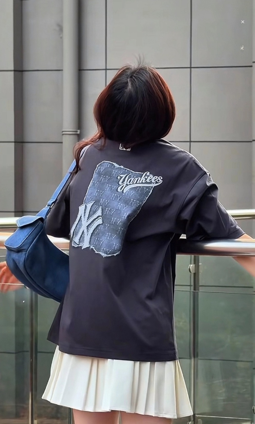 MLB 洋基老花短袖T恤 男女同款 潮牌速乾上衣－炭灰