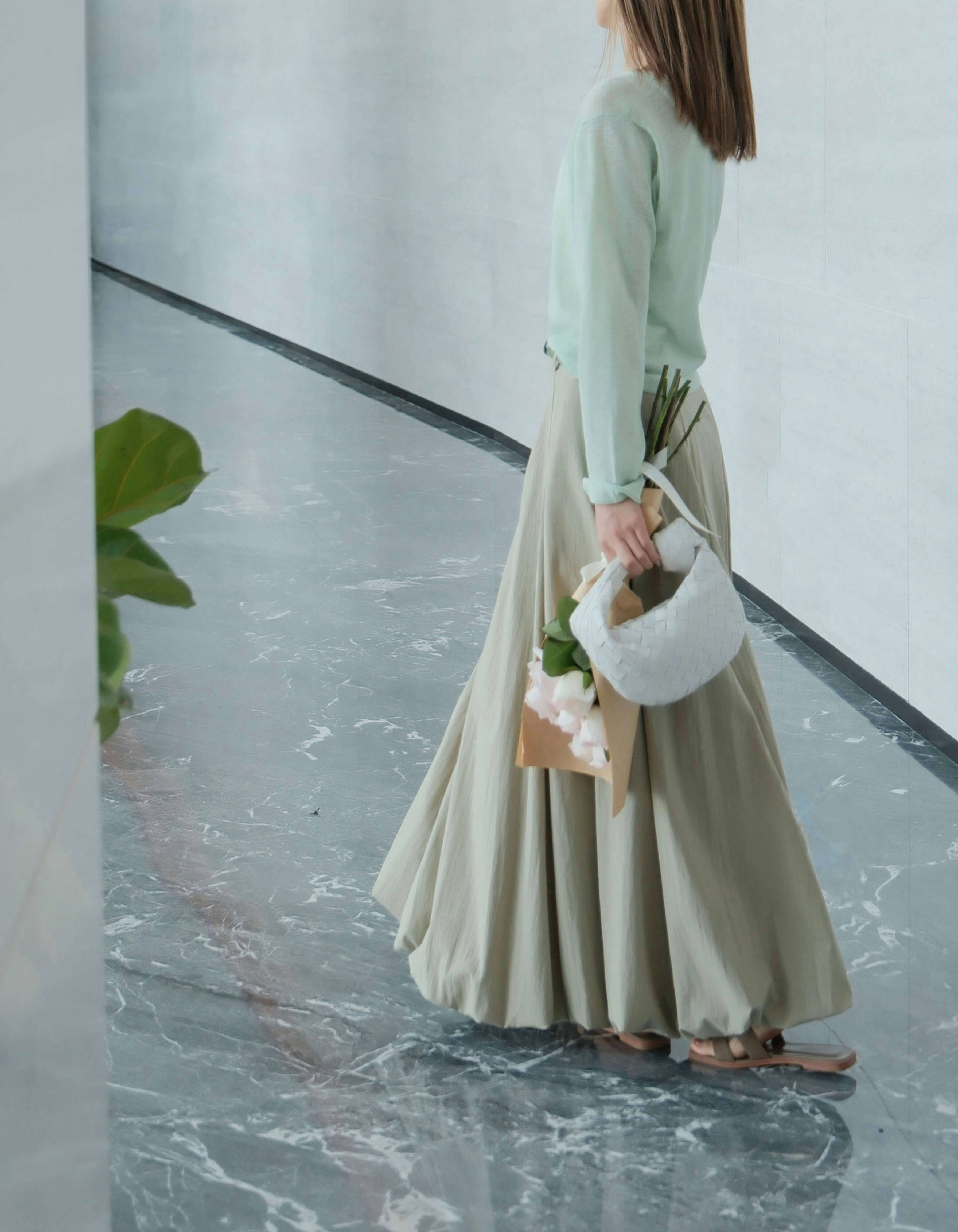 Gathered Hem Maxi Skirt_SK245L05