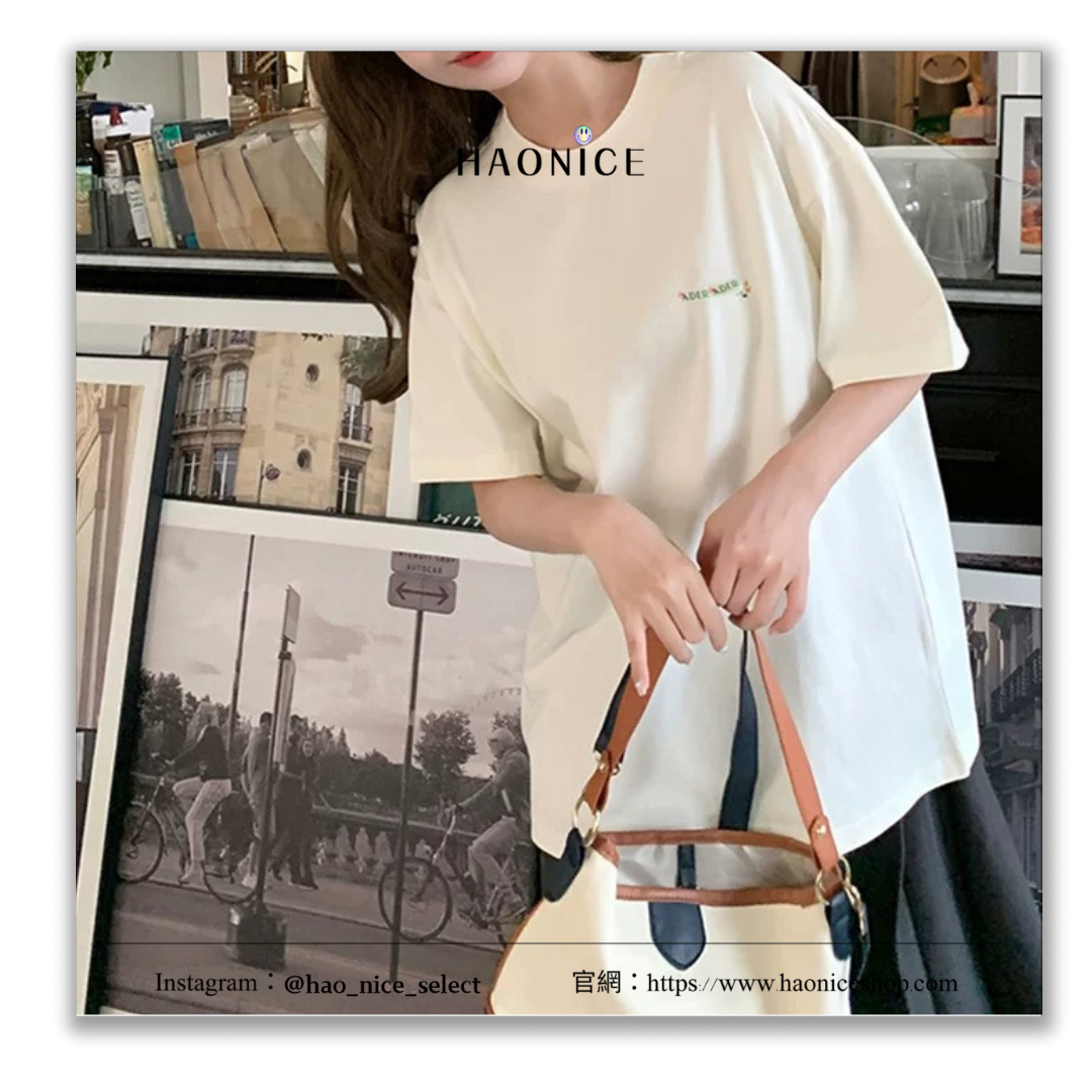 【HAO NICE 】韓國🇰🇷潮流 ADER ERROR 25SS 春夏新款 ooo胸前小字母可愛小標 後背大字母花朵❤️可愛百搭短T