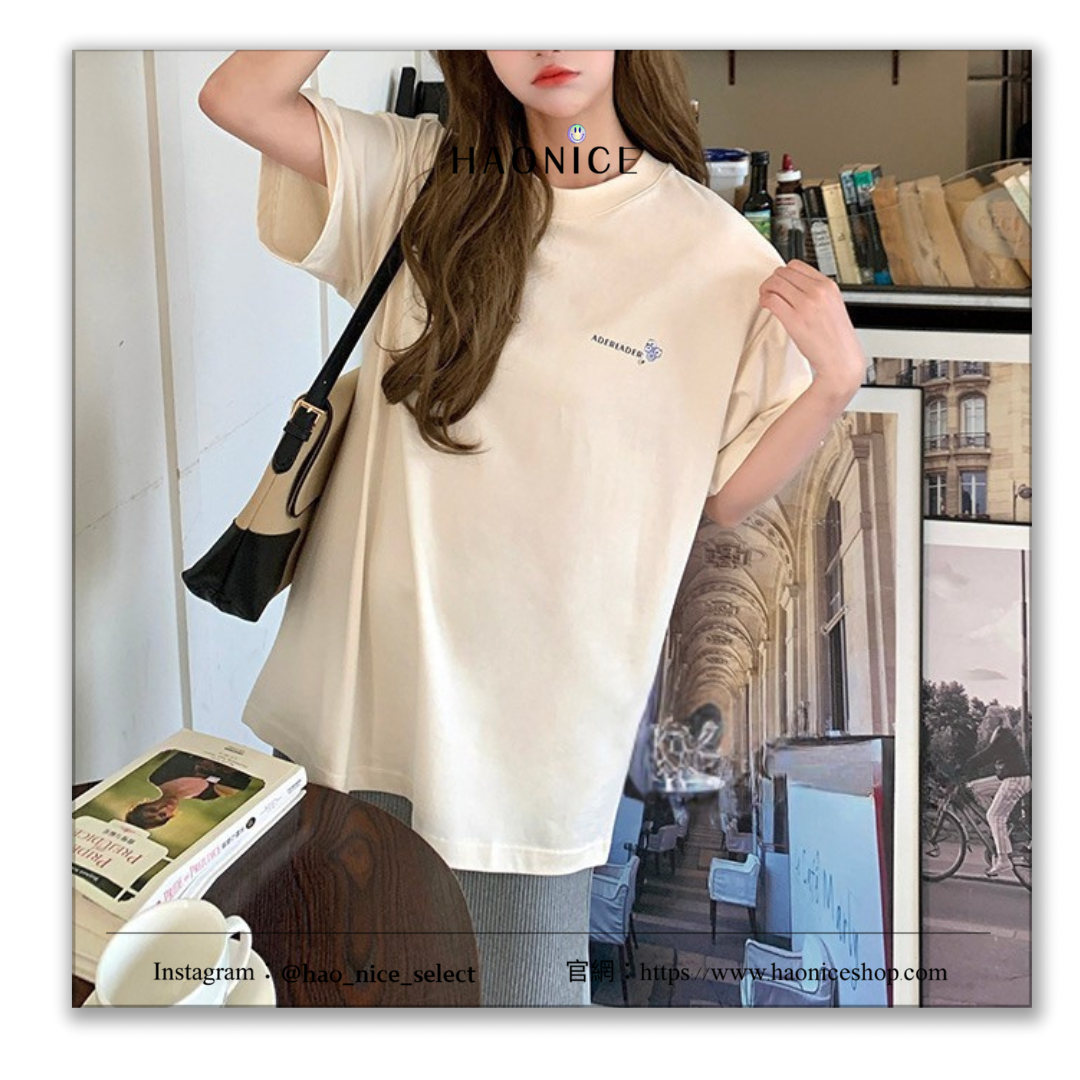 【HAO NICE 】韓國🇰🇷潮流 ADER ERROR 25SS 春夏新款 ooo胸前小字母可愛小標 後背大字母花朵❤️可愛百搭短T