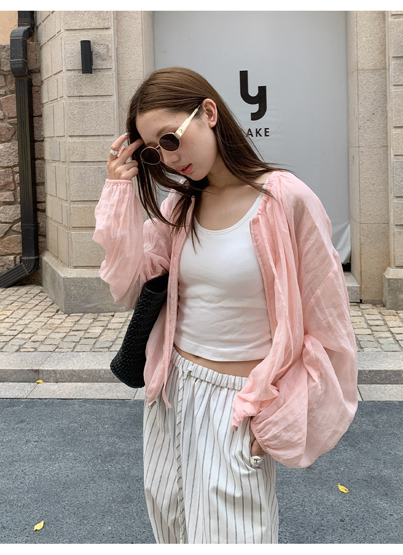 6W13 輕薄天絲拉鍊綁帶防曬外套 五色