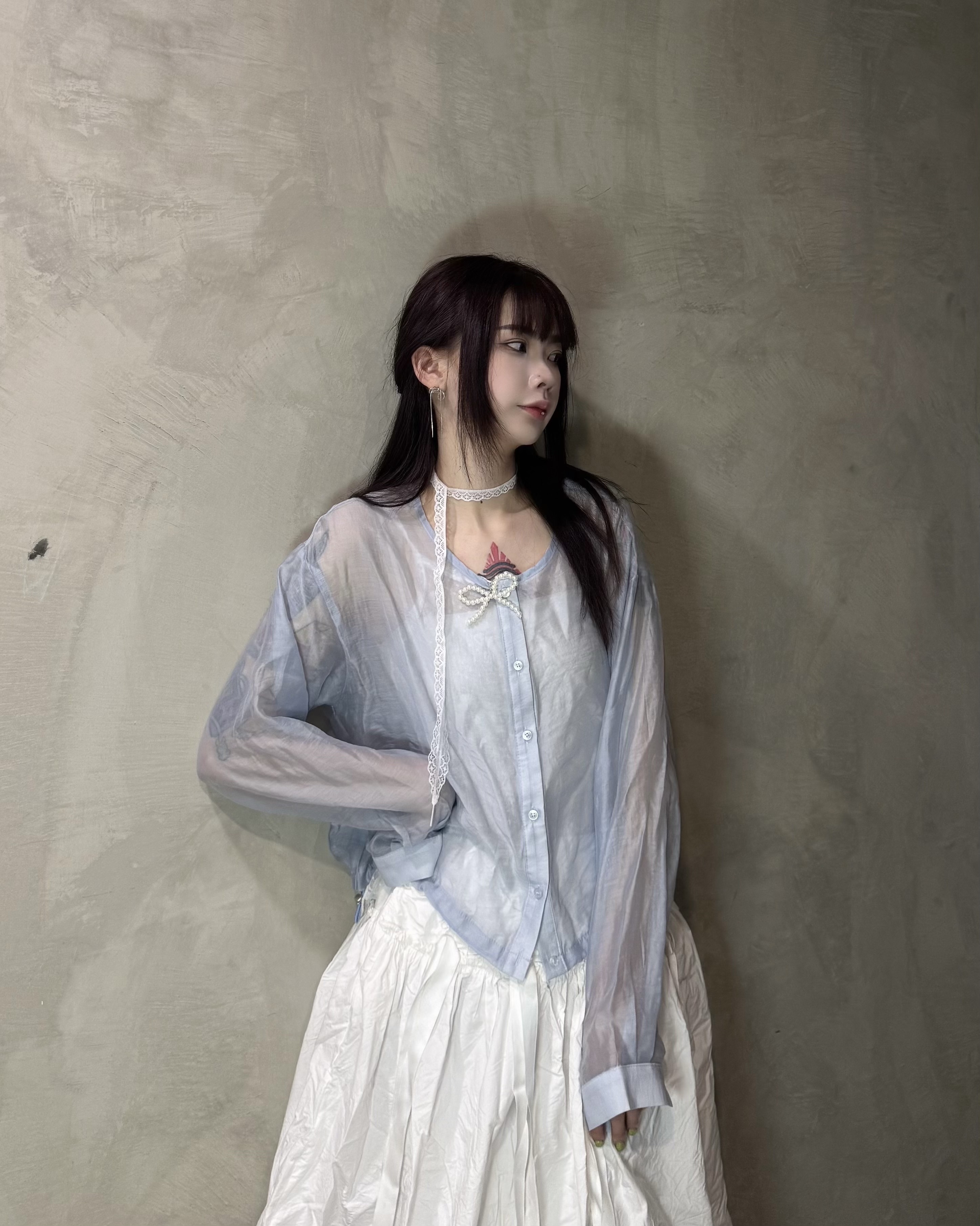 JINNEE 韓國 尼龍短版 外罩 薄紗罩衫 外套 上衣