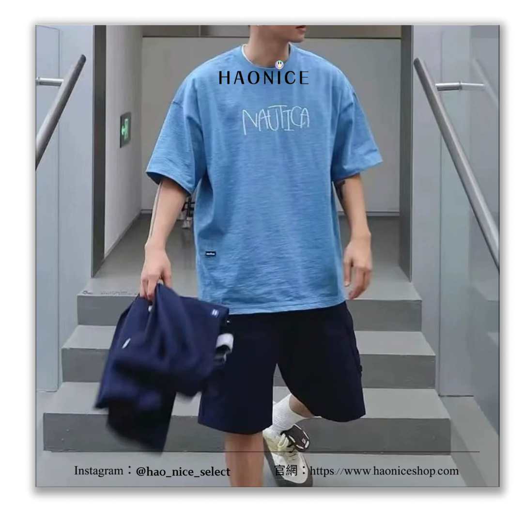 【HAO NICE 】日本🇯🇵潮流 NAUTICA  長谷川 25SS 日系簡約復古風字母 LOGO 休閒寬鬆風 竹節棉材質短T🔥