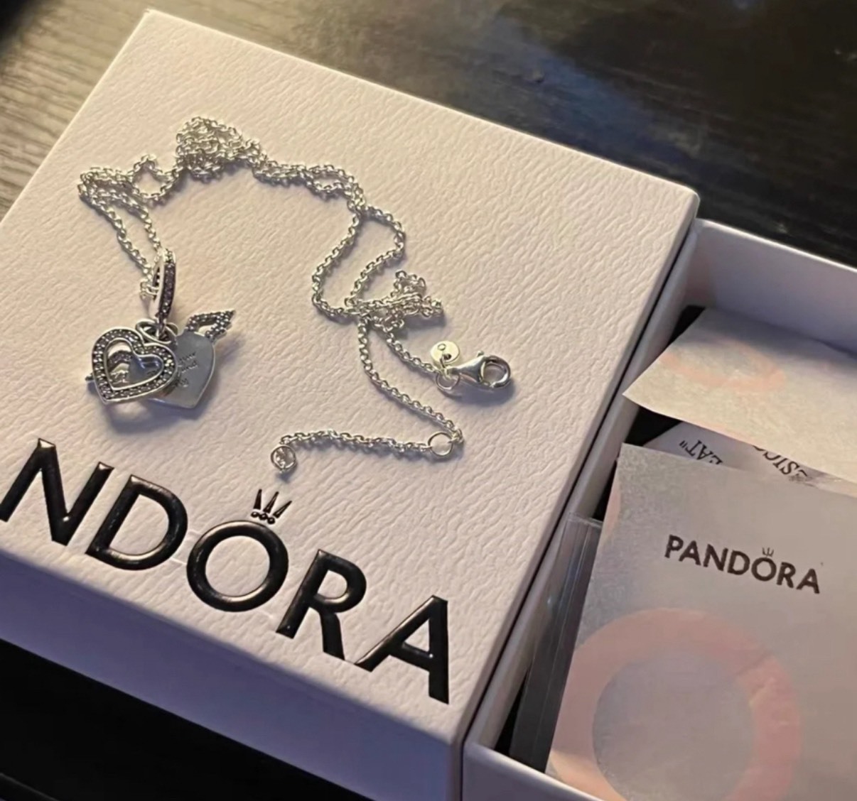 Pandora 閃耀天使之翼 925銀項鍊｜比翼雙飛 情侶禮物 女款