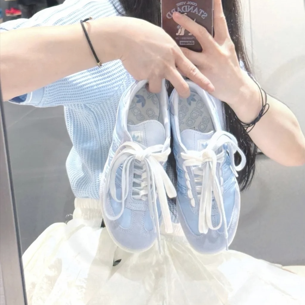 ADIDAS ORIGINALS SAMBA OG 緞面 藍 天空藍 果凍底 女鞋 愛迪達 HQ5160