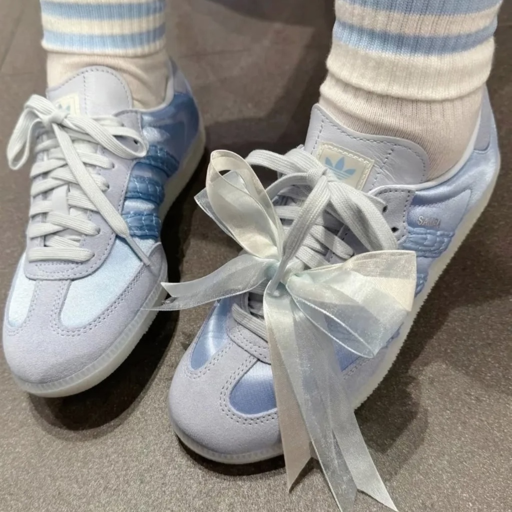 ADIDAS ORIGINALS SAMBA OG 緞面 藍 天空藍 果凍底 女鞋 愛迪達 HQ5160