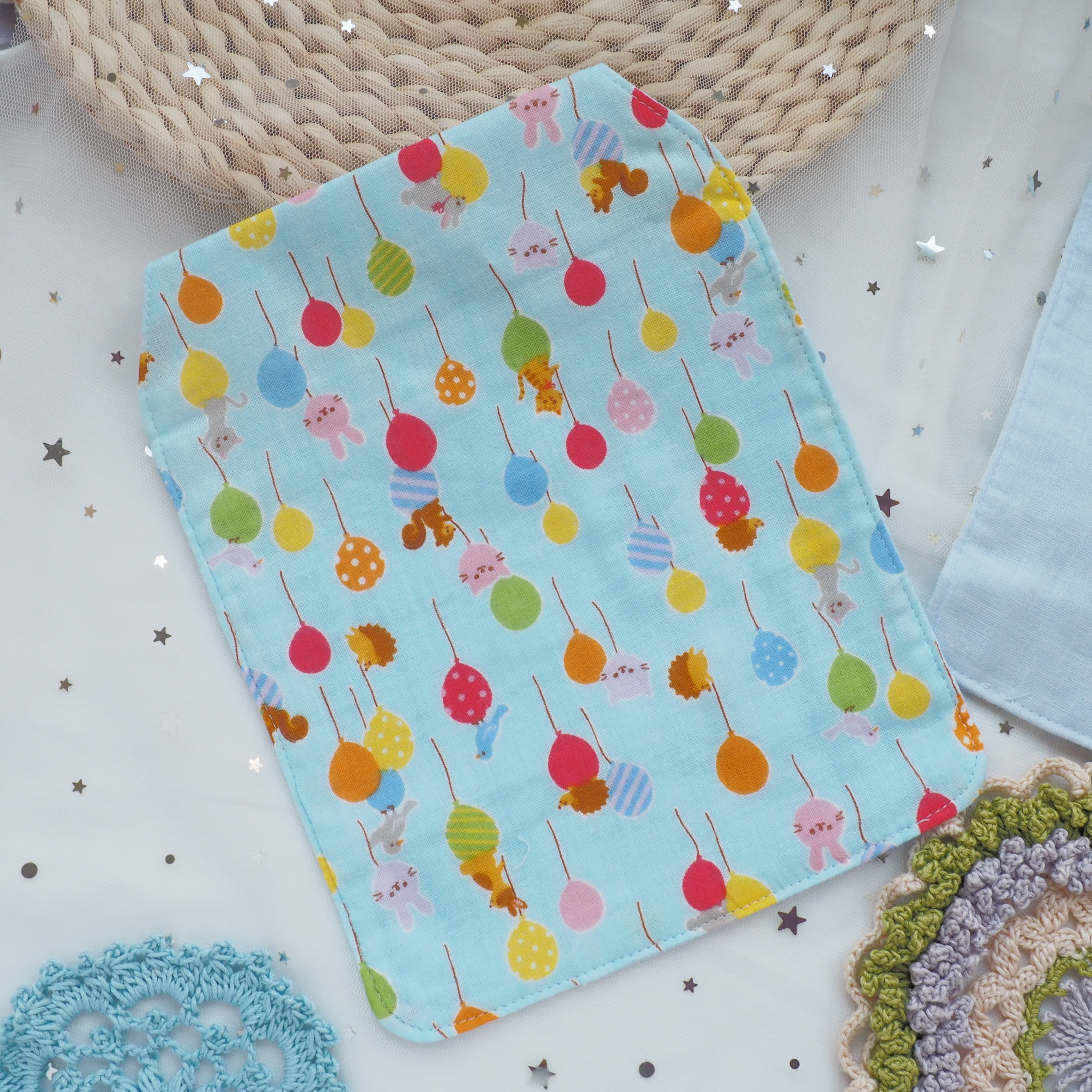 藍色汽球派對圖案汗巾