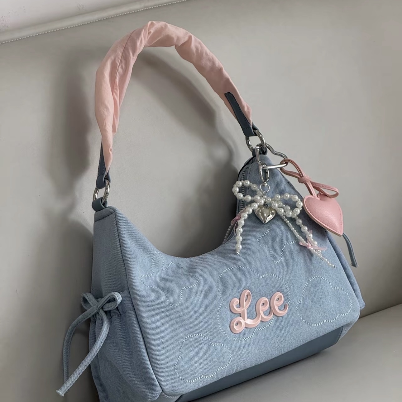 LEE WONTON BAG 韓系 藍粉 雲吞包 蝴蝶結 芭蕾風 腋下包 單肩 / 代購