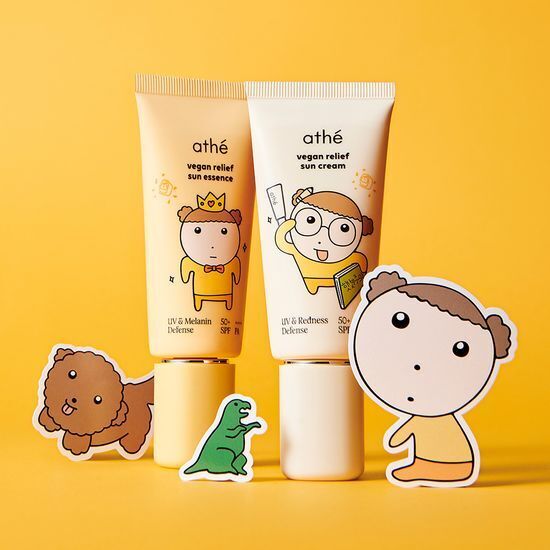 《olive young連線》athe Vegan Relief Sun Cream SPF50+ PA++++ 50ml Set (+35ml+MARU Sun Cushion Case)