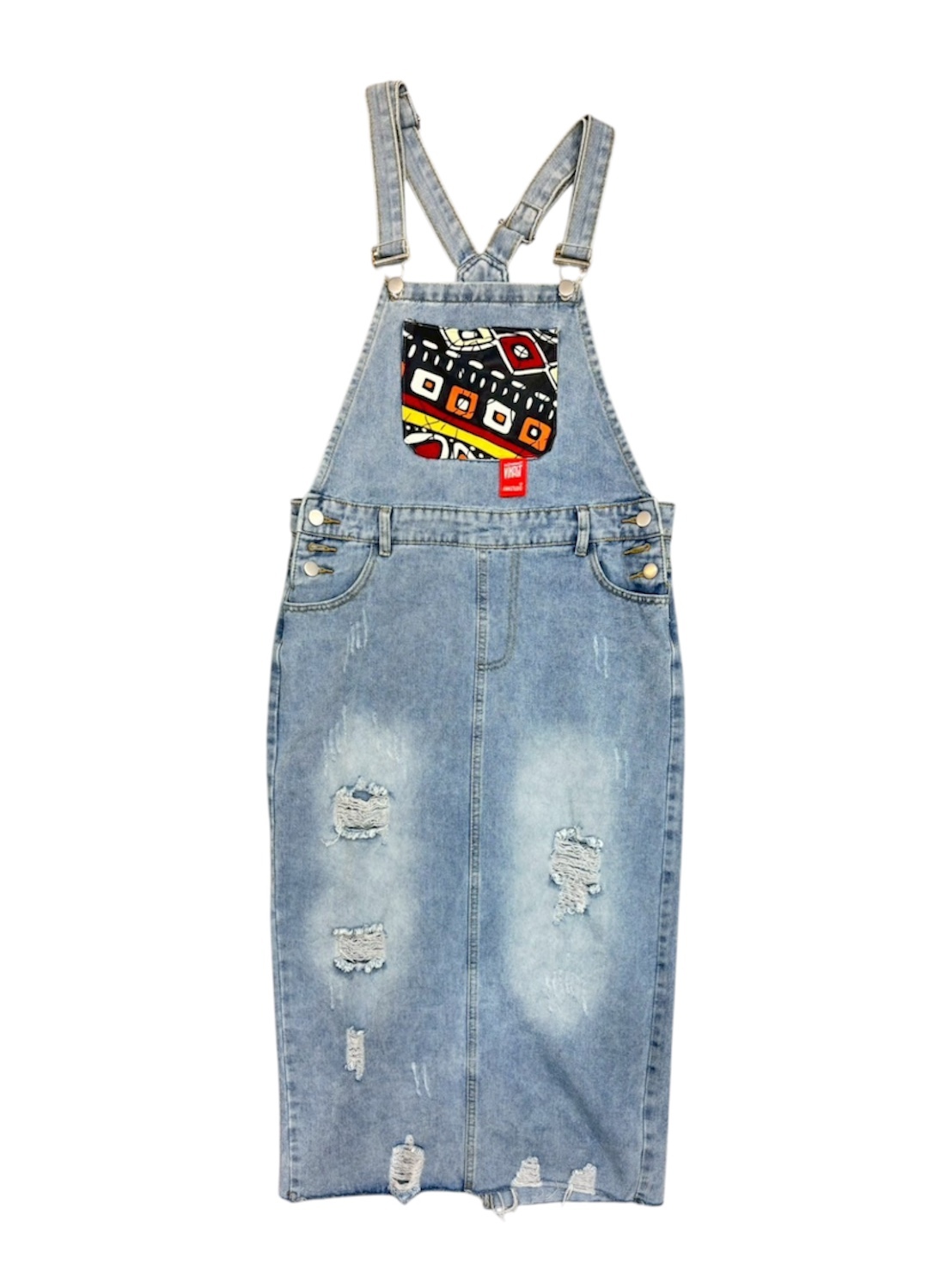 Annstudio / 圖騰牛仔吊帶裙  (M~5XL)