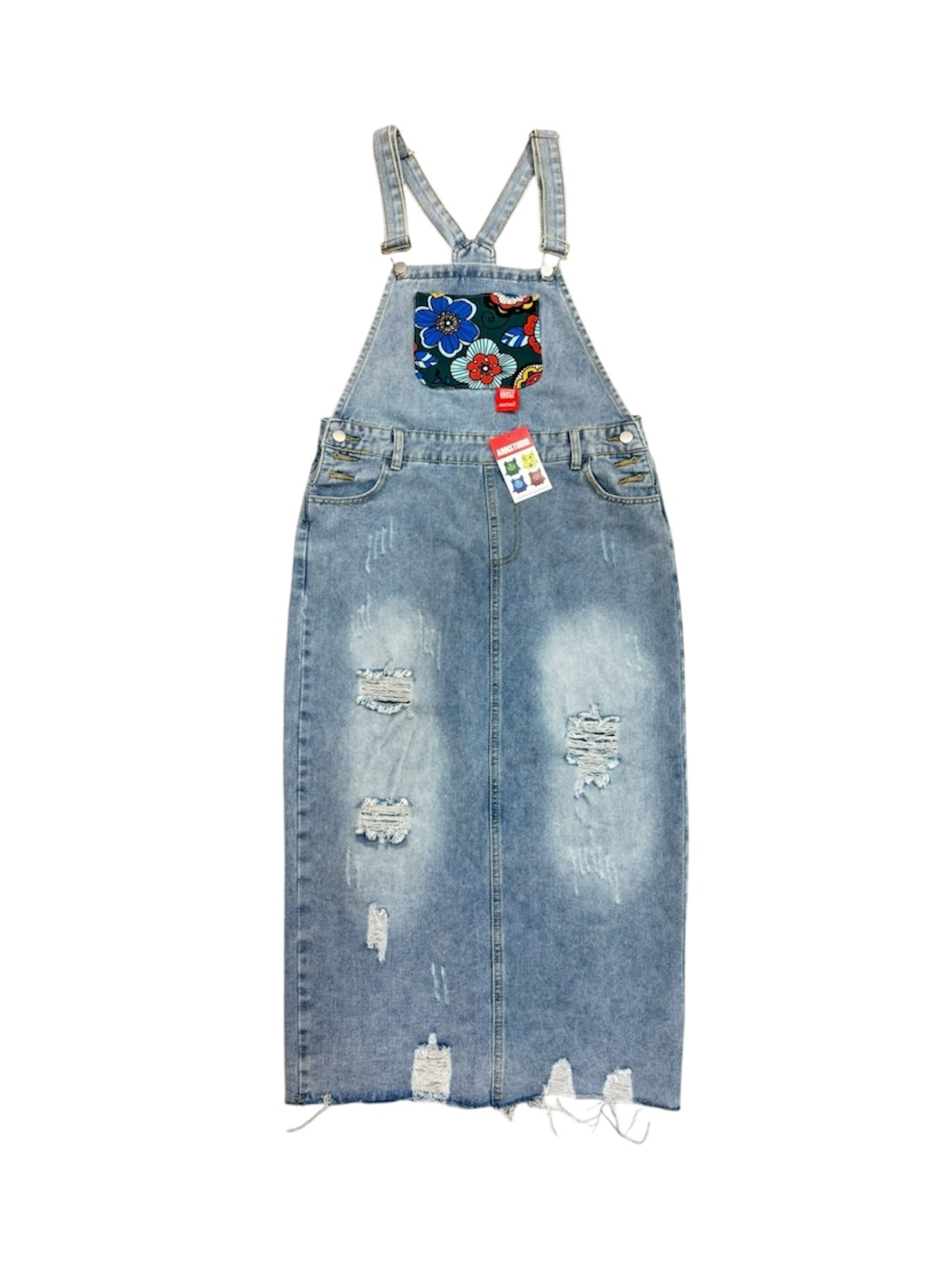 Annstudio / 圖騰牛仔吊帶裙  (M~5XL)