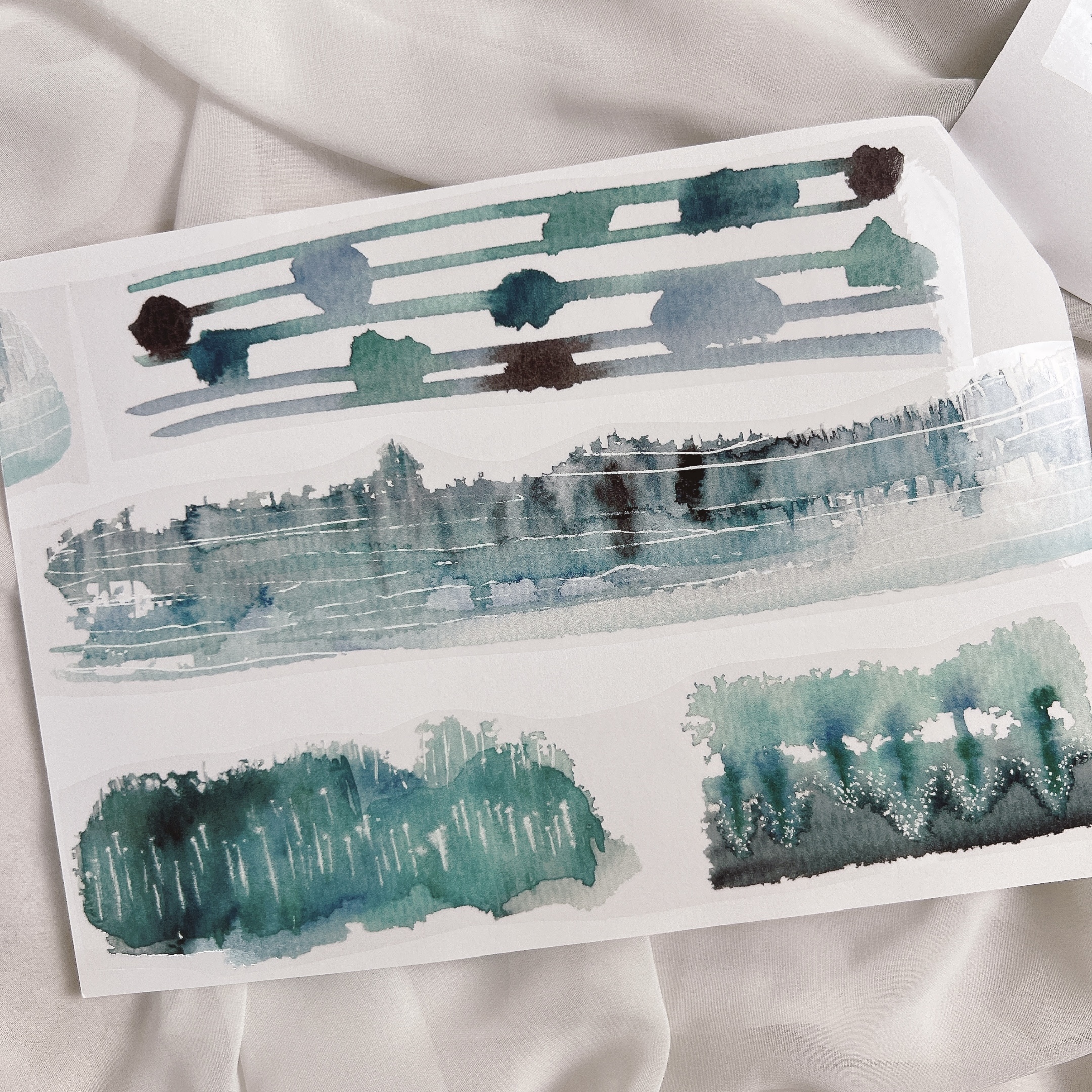 Chyi_collage | 煙雨 水彩打底 PET膠帶