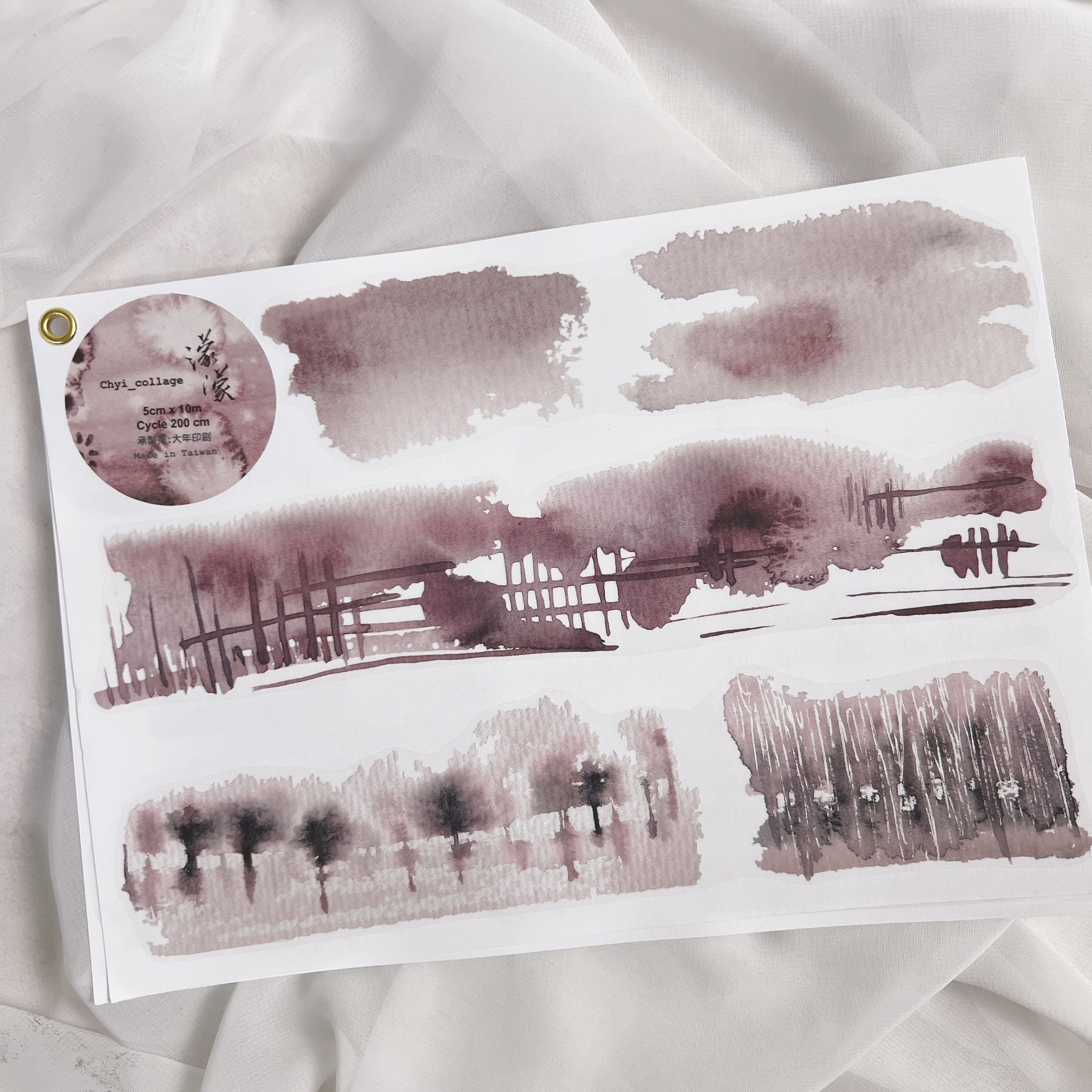 Chyi_collage | 濛濛 水彩打底 PET膠帶