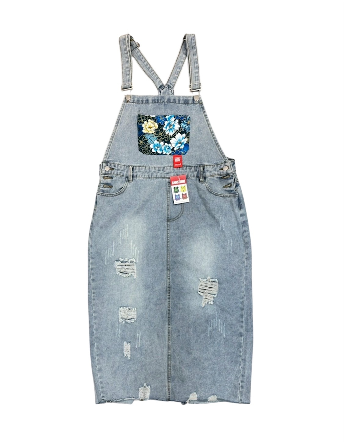 Annstudio / 圖騰牛仔吊帶裙  (M~5XL)