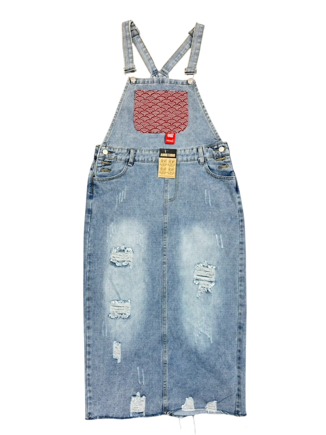 Annstudio / 圖騰牛仔吊帶裙  (M~5XL)