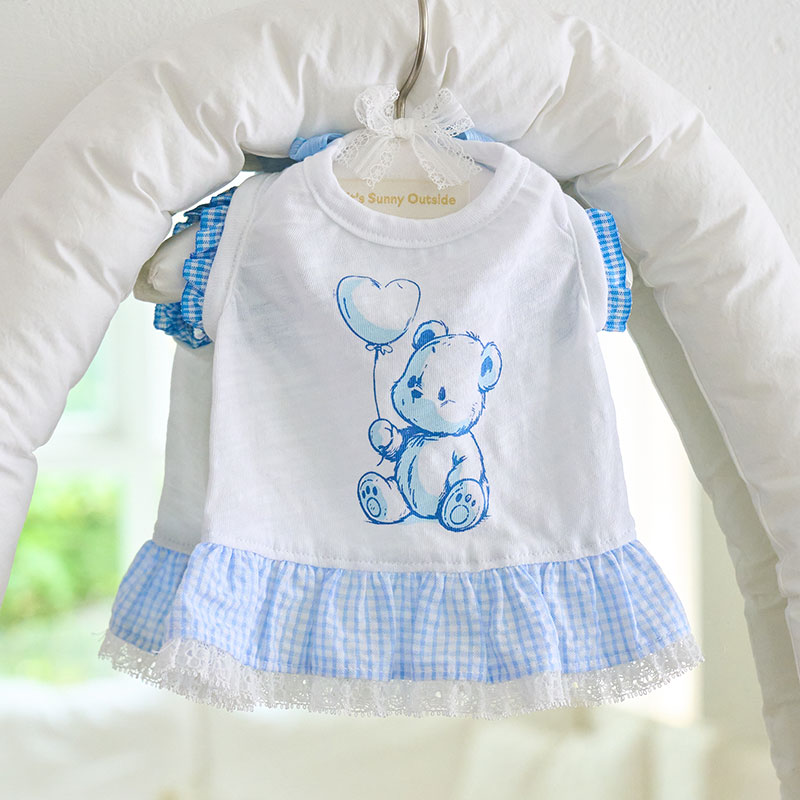 涼夏Bear熊熊裙-嬰兒藍- 韓國it’s 寵物衣服 寵物服飾 狗衣服 狗洋裝