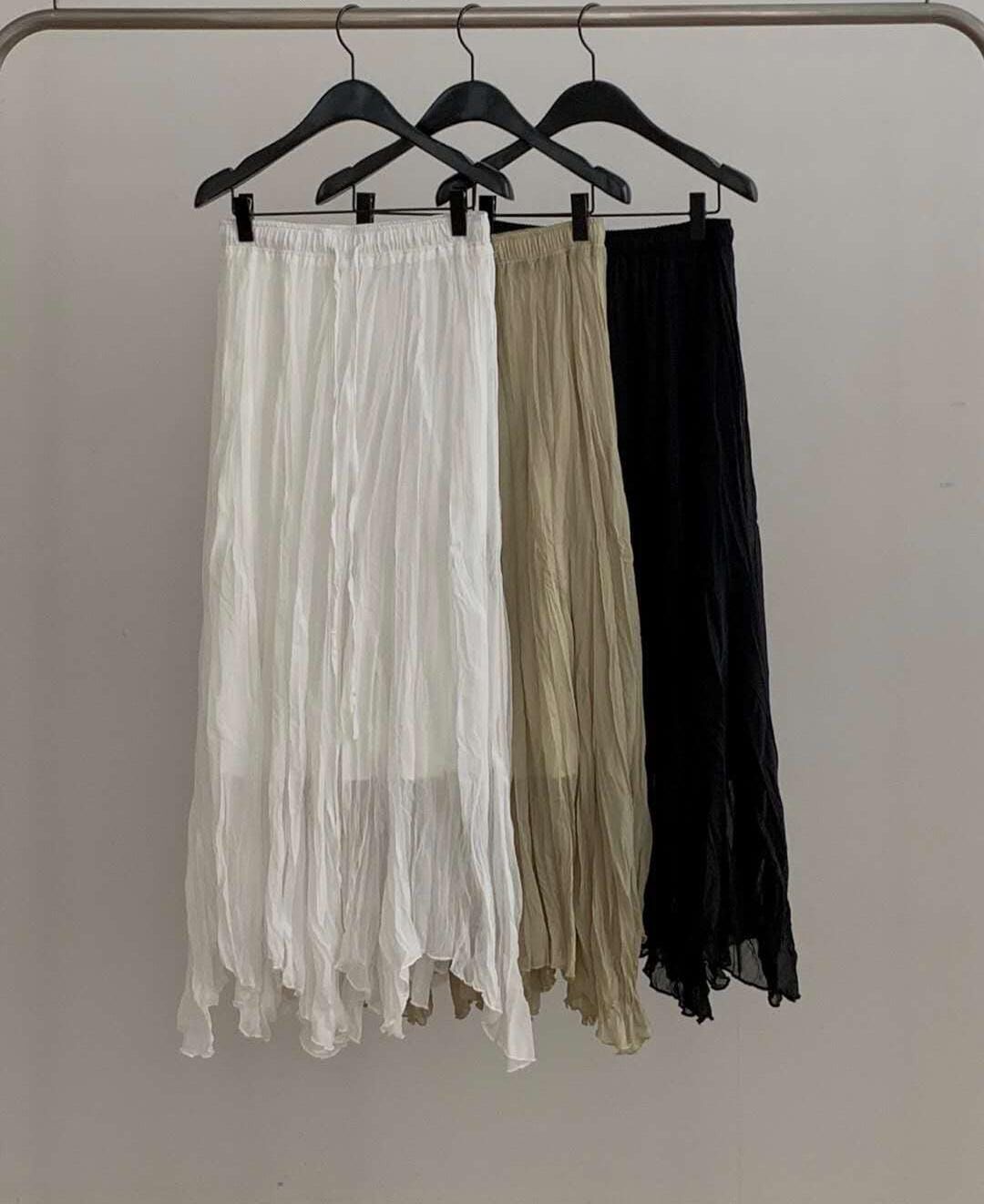 *最後現貨特價* DR4416 皺皺兩層全橡根長裙 - 白色 M