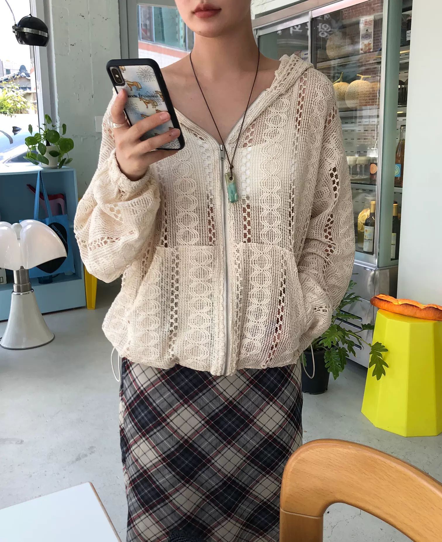 6W04 慵懶度假風鏤空針織外套 一色