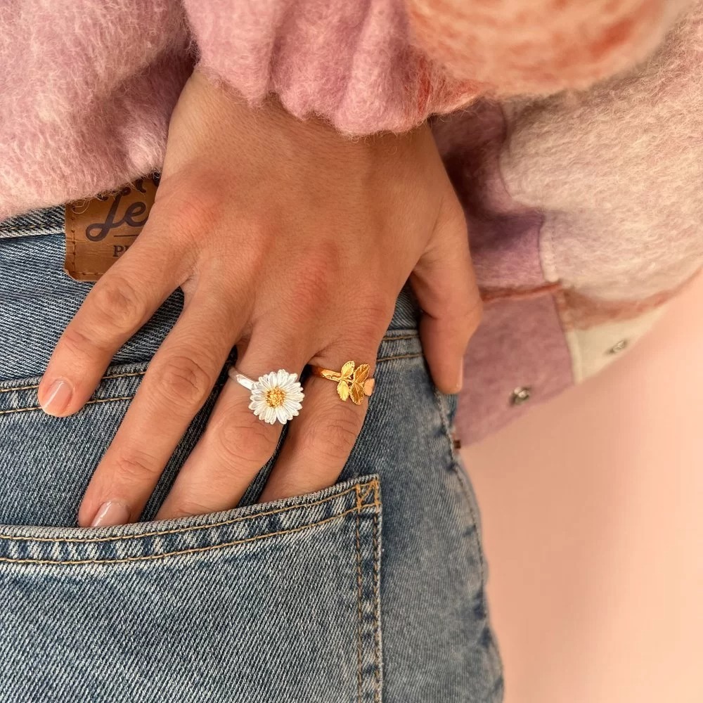 1TA0524-443 THALLO Memories Rose Ring 24K Gold Vermeil On Sterling Silver #s602a (A-LX-E)