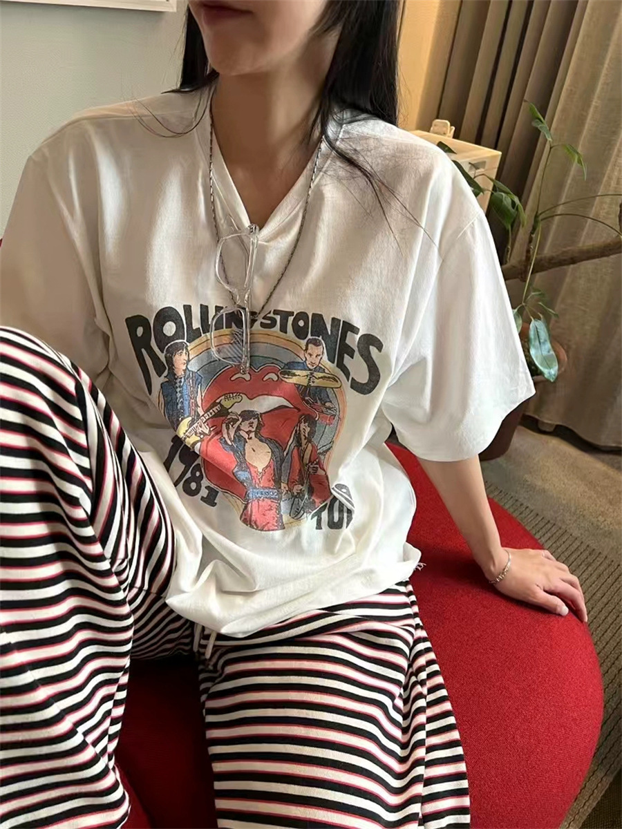 6W02 美式復古塗鴉短棉TEE 三色