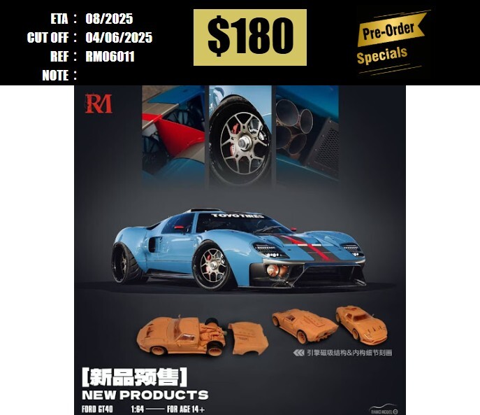 PO-$180 * RHINO MODEL * 1:64 FORD GT40 BLUE [OD01/06]