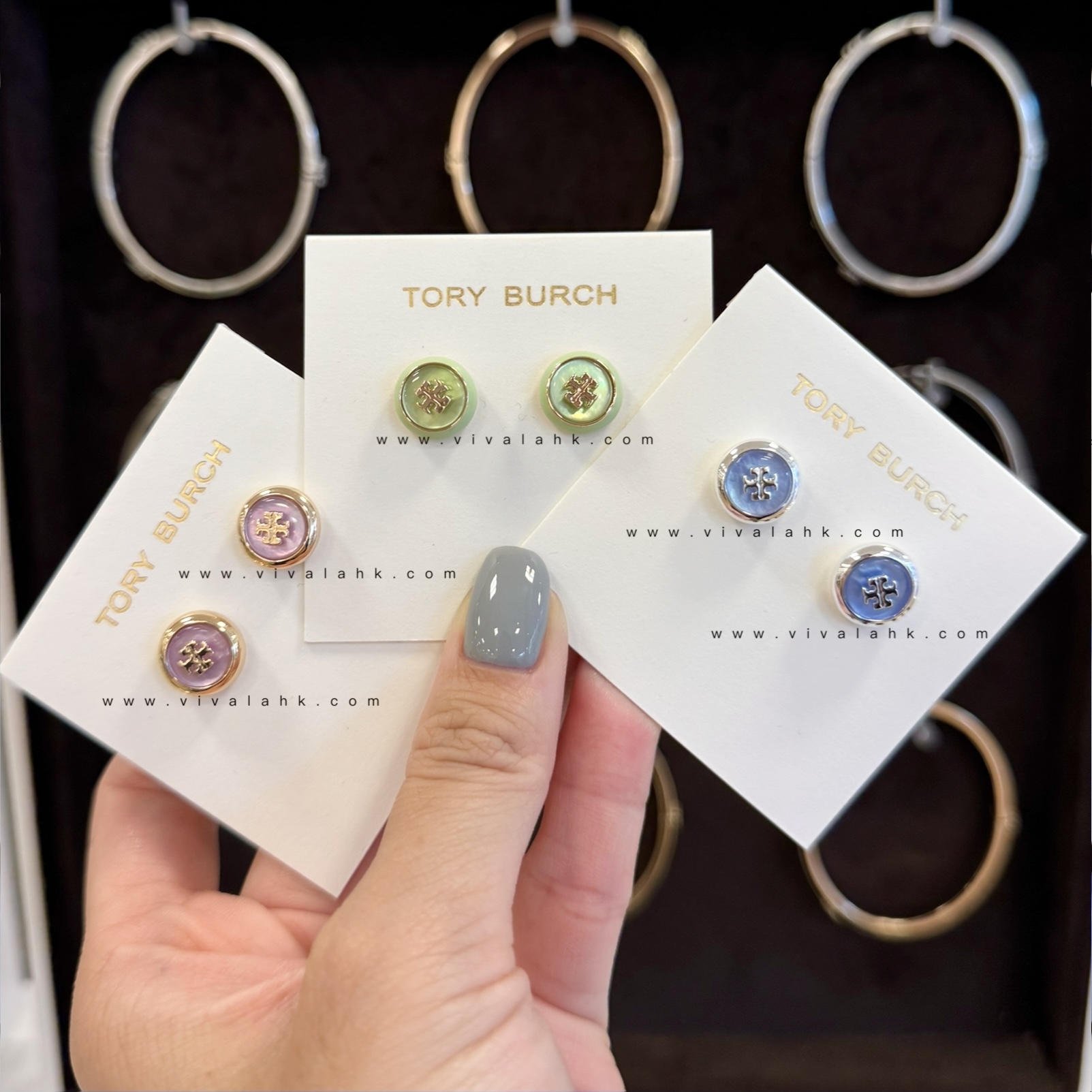Tory Burch - 彩色貝母Logo耳環 (164666)