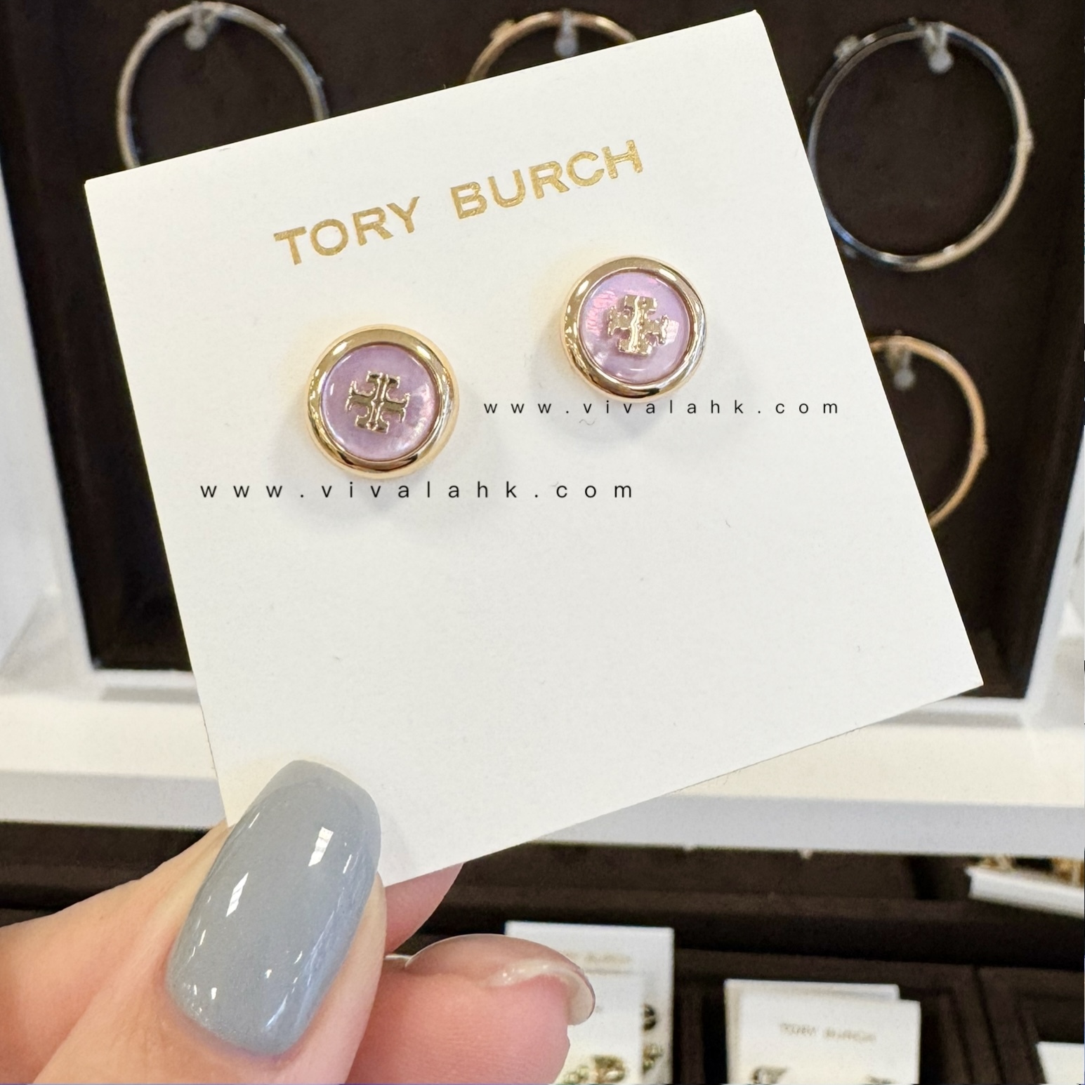 Tory Burch - 彩色貝母Logo耳環 (164666)