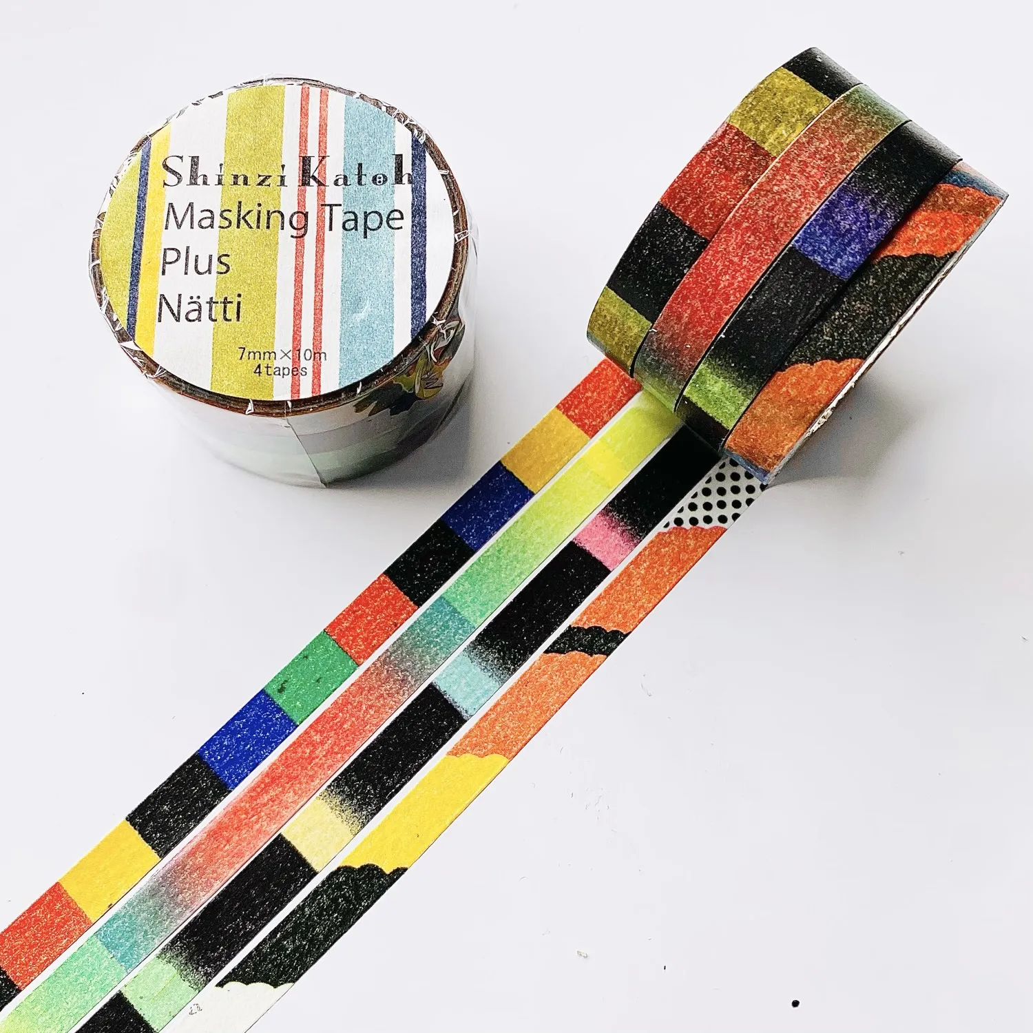 加藤真治設計 細版 撞色 基礎裝飾 紙膠帶 套組 (4捲1組)｜シール堂 日本
