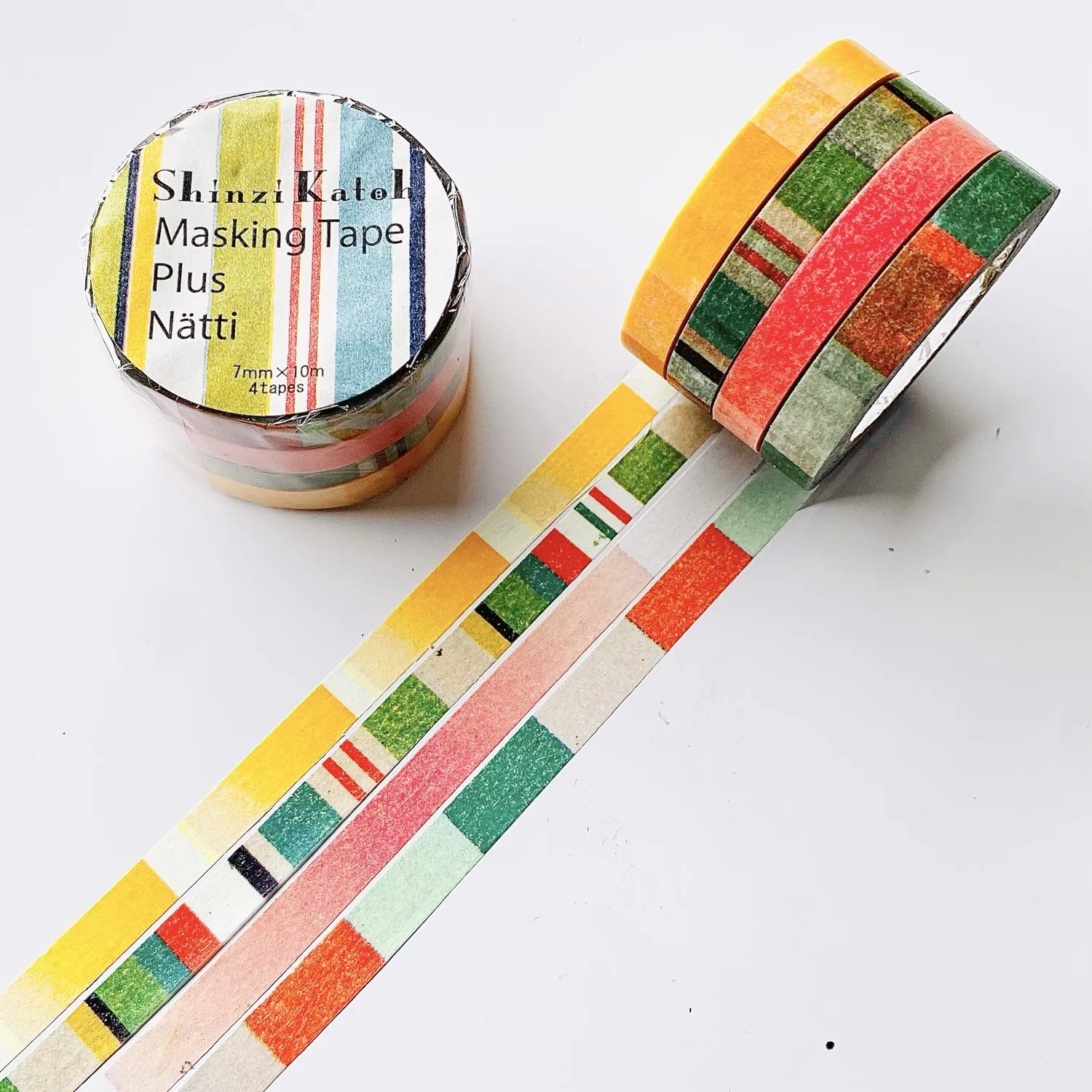加藤真治設計 細版 撞色 基礎裝飾 紙膠帶 套組 (4捲1組)｜シール堂 日本