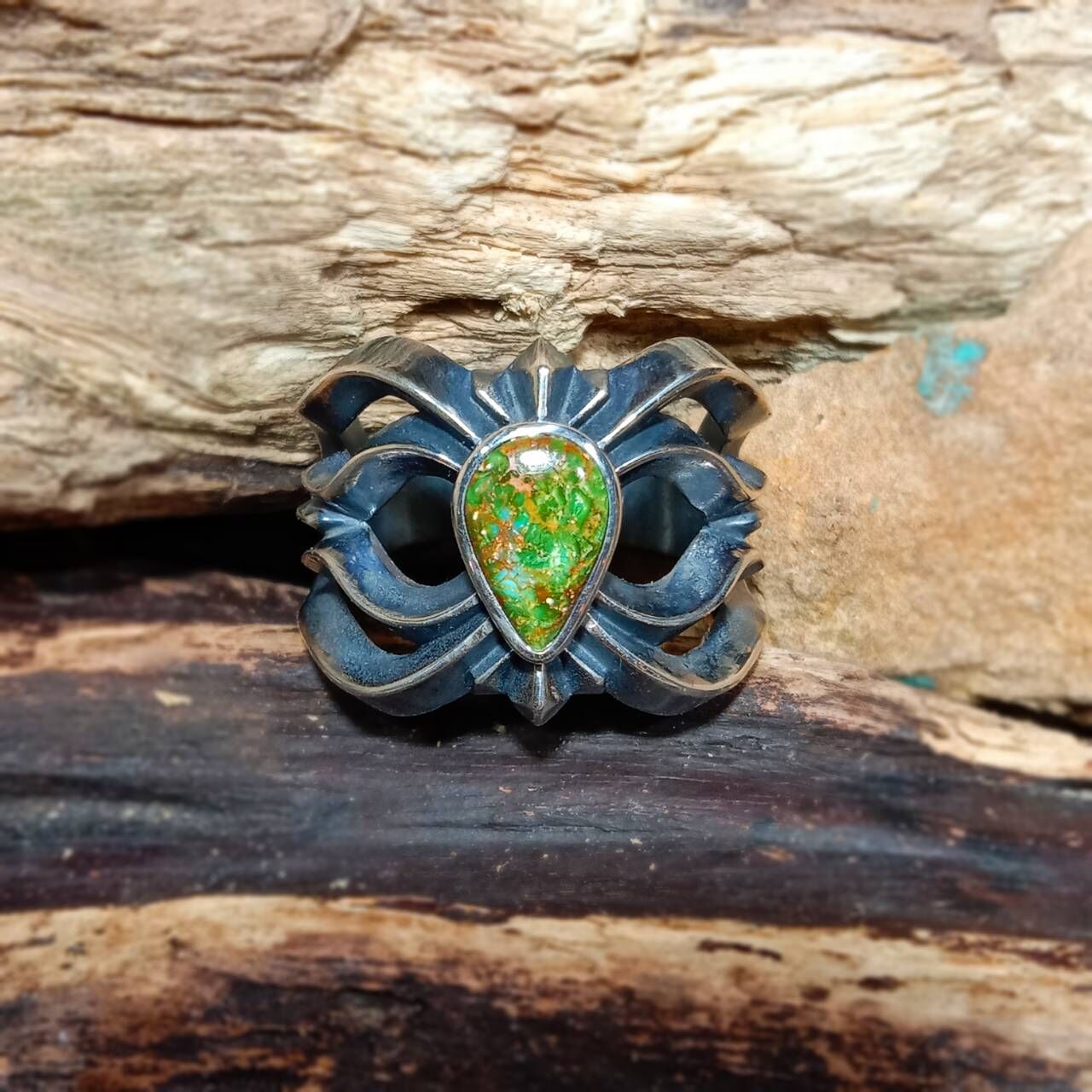 *Black Venom Jewelry- Freedom & Prayer 貓眼花戒鑲Sonora Gold 松石