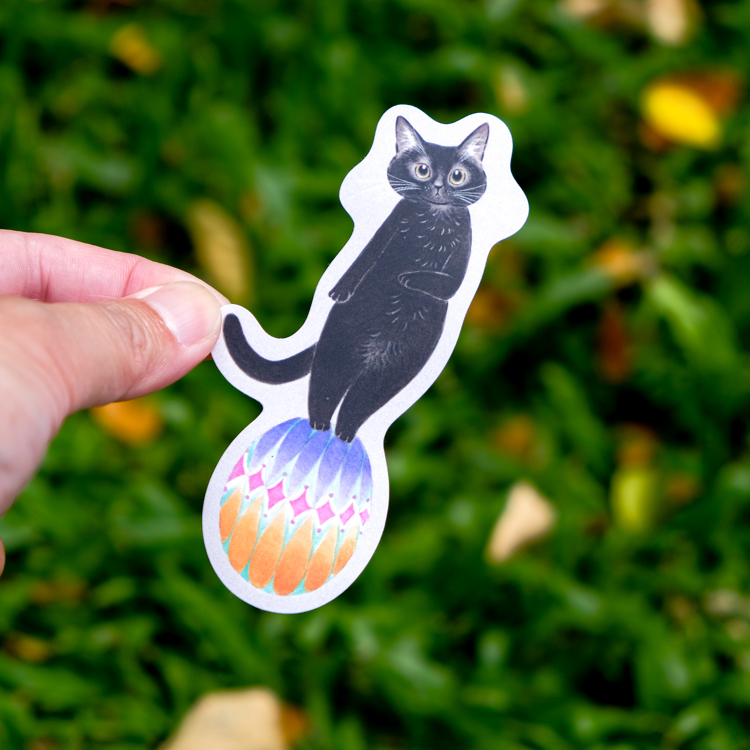 補補貓‧大衛煮愛｜防水貼紙Ｍ｜黑貓彩蛋