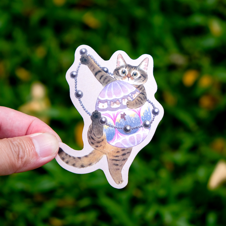 補補貓‧大衛煮愛｜防水貼紙Ｍ｜黑珍珠彩蛋