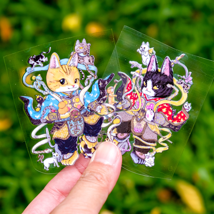 一氏夫婦 Escouple｜轉印貼紙｜貓咪門神｜2入