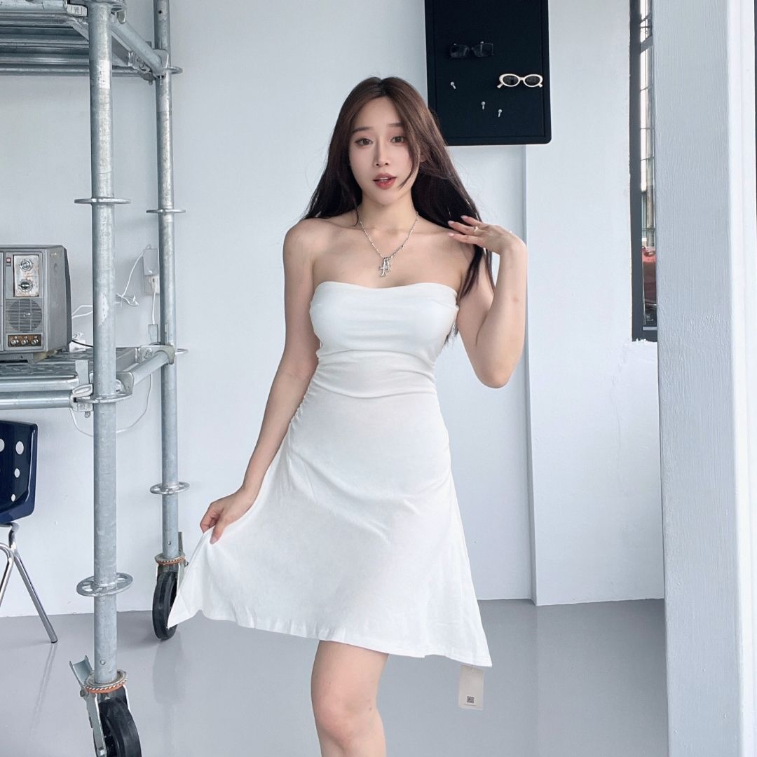 【DOMISS自訂】歐美平口洋裝! 下擺不規則 露肩性感洋裝-3色 (現貨)