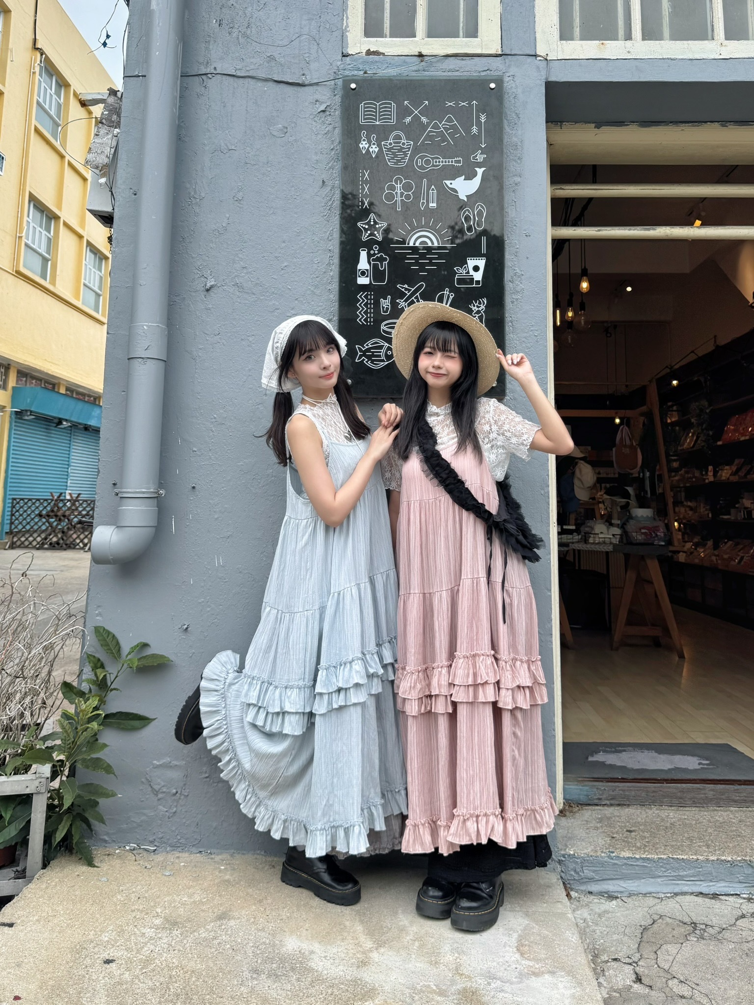 【⊹˚.𝗡𝗦 𝗠𝗮𝗱𝗲‧⁺  獨家色】 Double ruffles layers OPS 兩色入