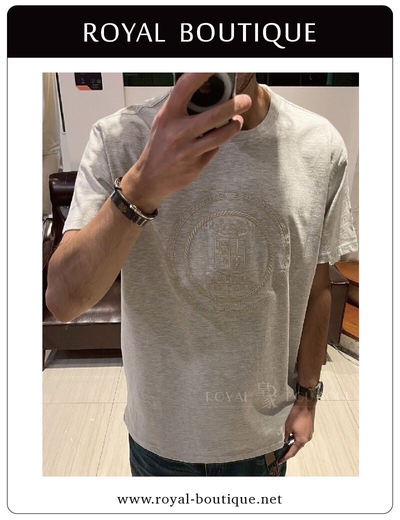 MARINA MILITARE 胸前經典LOGO麻灰短T