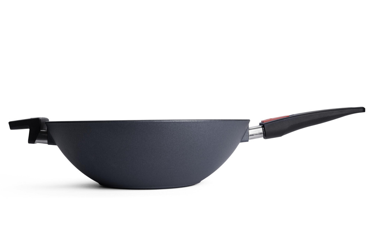 WOLL 輕．型鑽石系列 - 34cm 鑽石單柄單耳中式鑊 (可拆式手柄，連玻璃鍋蓋)