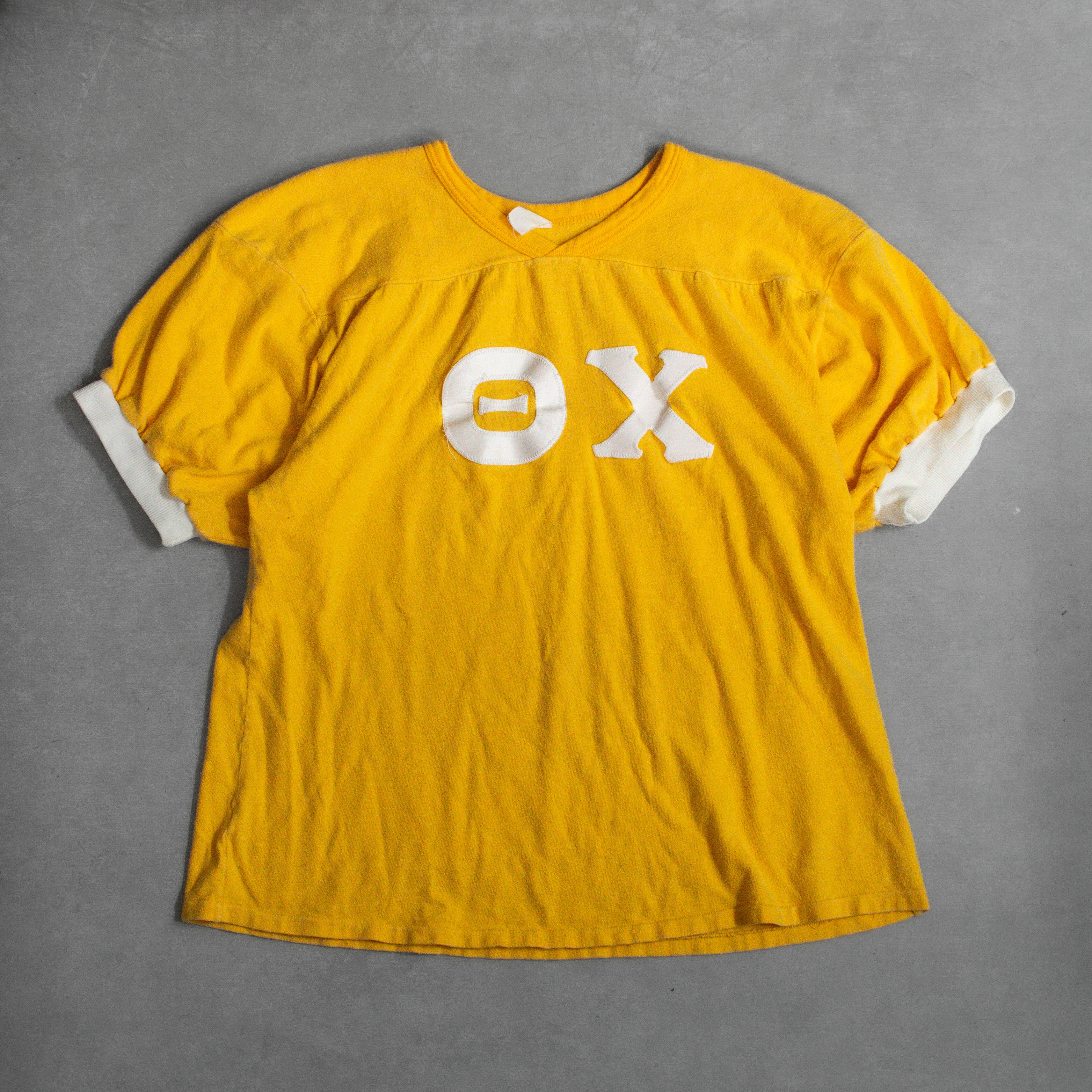 70-80S VINTAGE ATHLETIC TEE 美國製 黃色 滾邊 兄弟會 運動 短袖 T恤