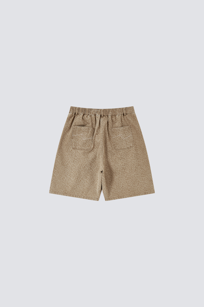 Leopard print cargo shorts｜Khaki｜Hong Kong Original Design