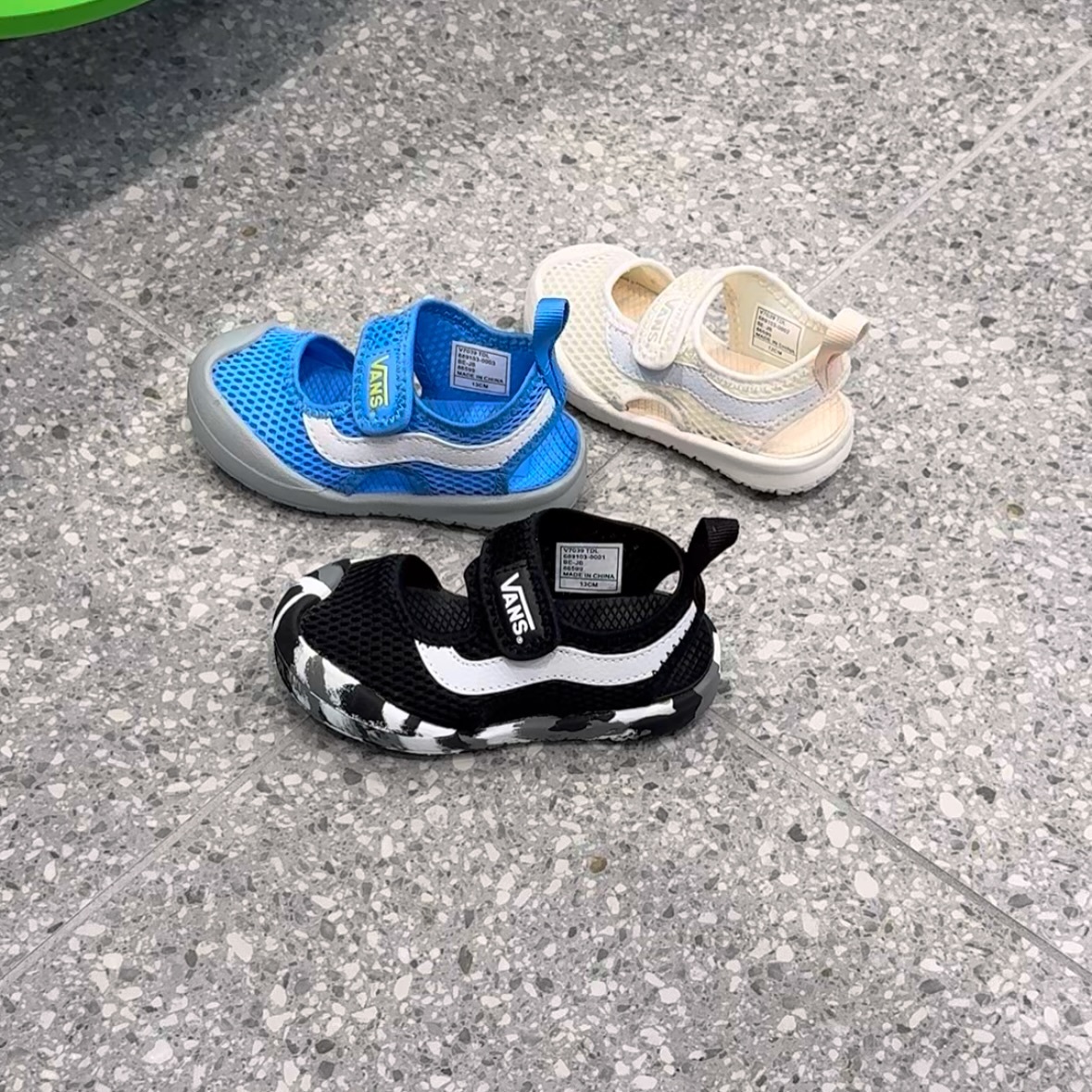 Vans Ray Aqua 日本新款 3色 瑪莉珍 迷彩黑 奶油白 魔鬼氈 涼鞋 小童 童鞋 V7039TDL