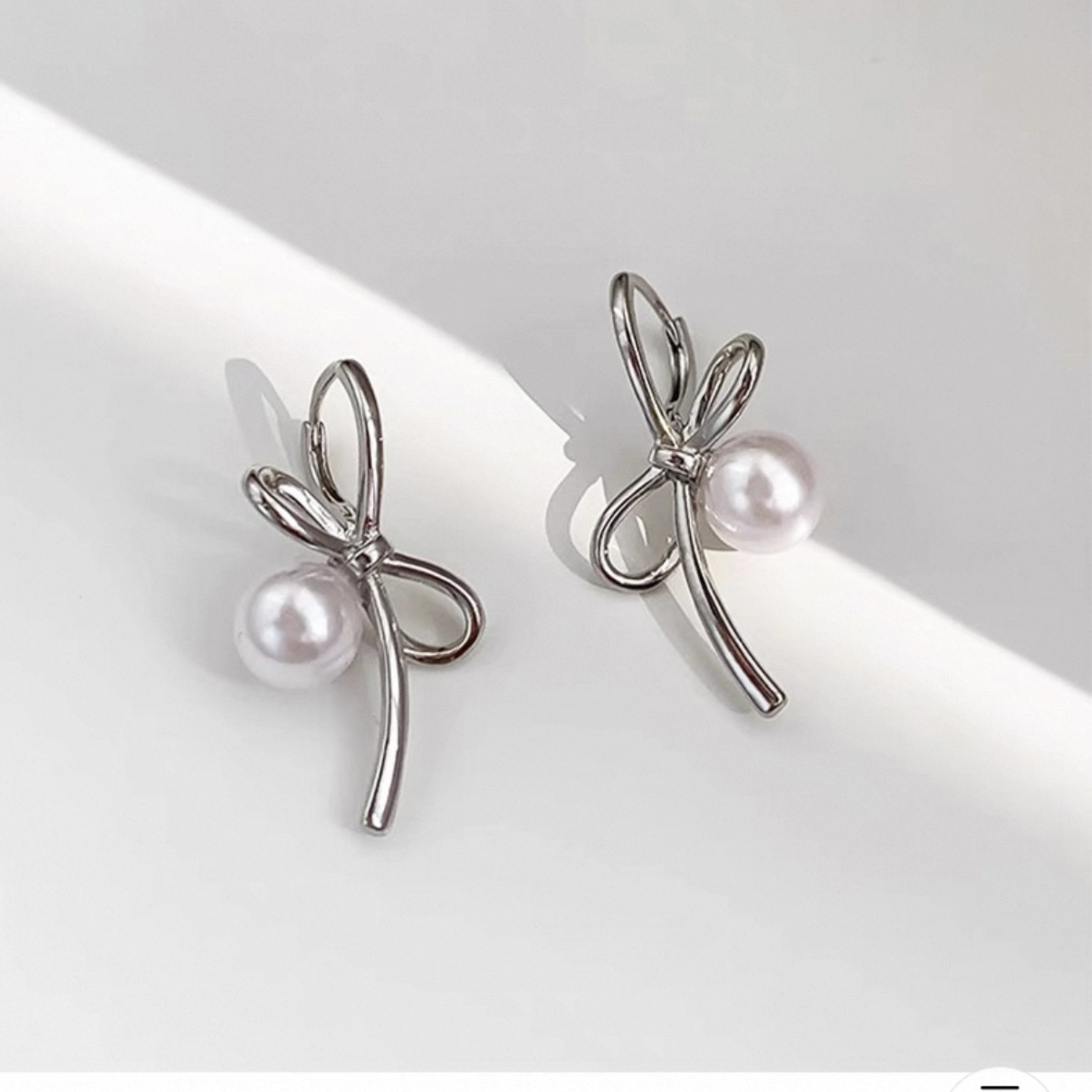 Imitation Bead Butterfly Earrings