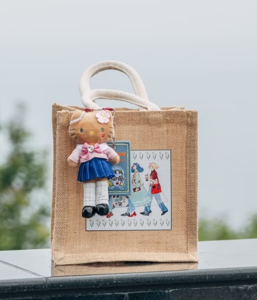 甜蜜生活．我們快樂地向前走 天然生活 黃麻購物袋