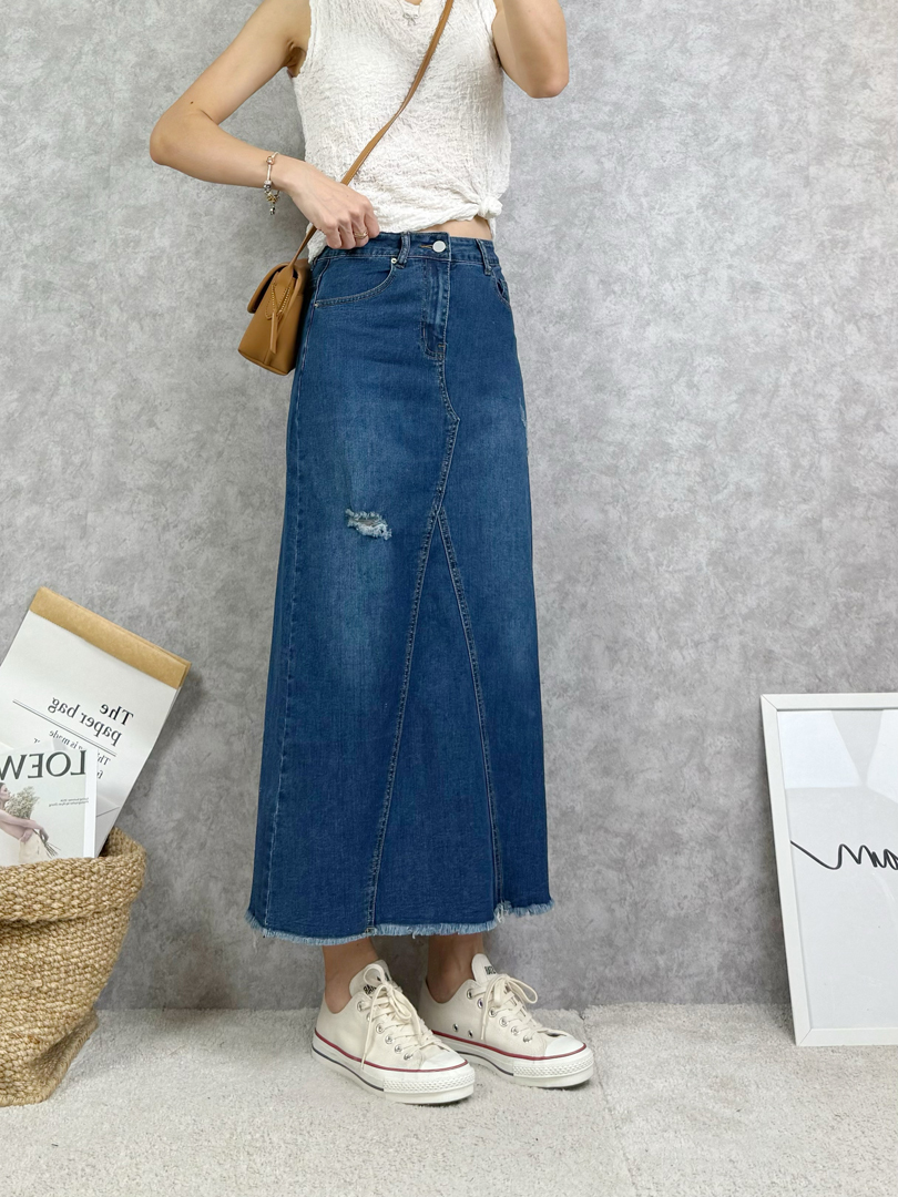 夏日丹寧女主角Look！微破壞感的剛剛好的牛仔裙