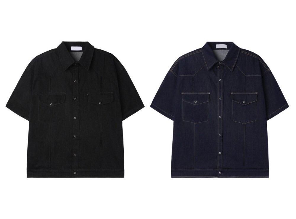 淨色牛仔短袖恤衫 Lowell-062S