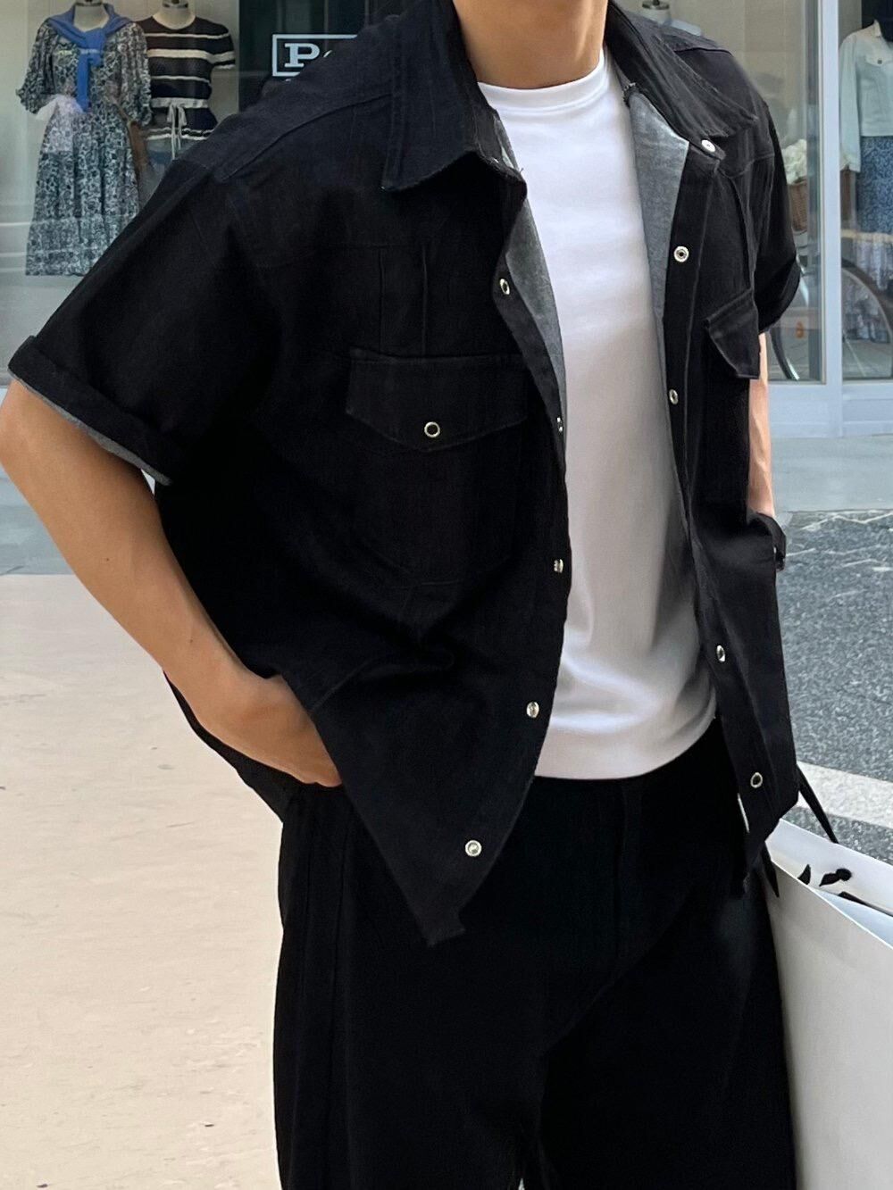 淨色牛仔短袖恤衫 Lowell-062S