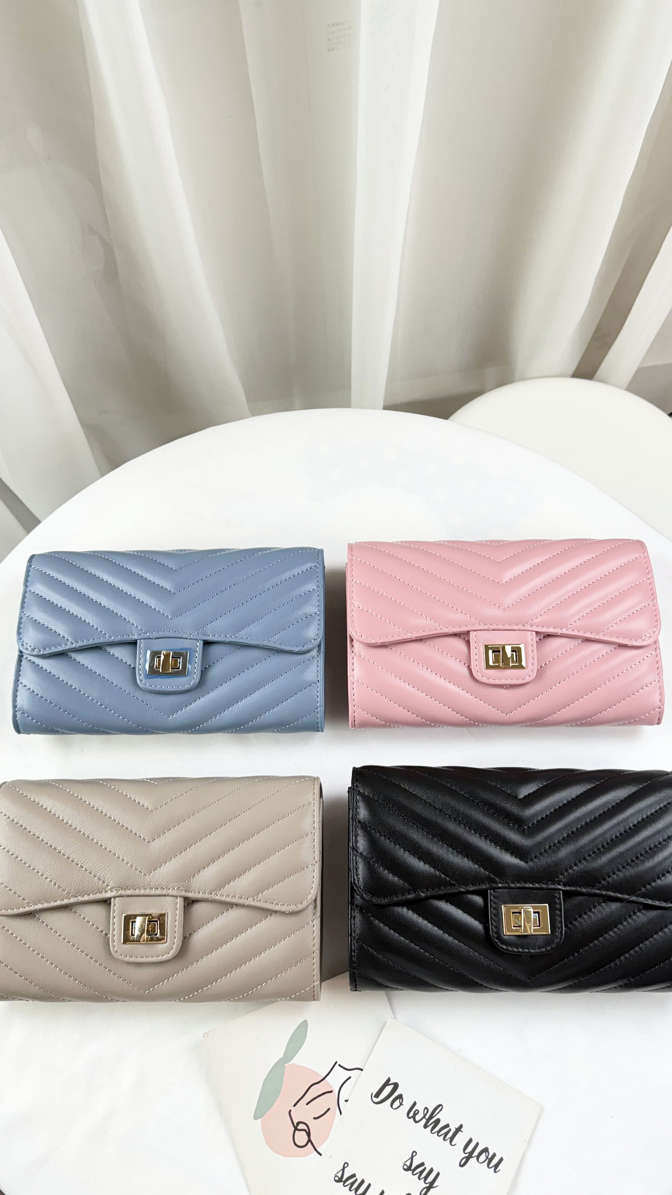 山形紋鍊條真皮長夾  #SM-1881-2