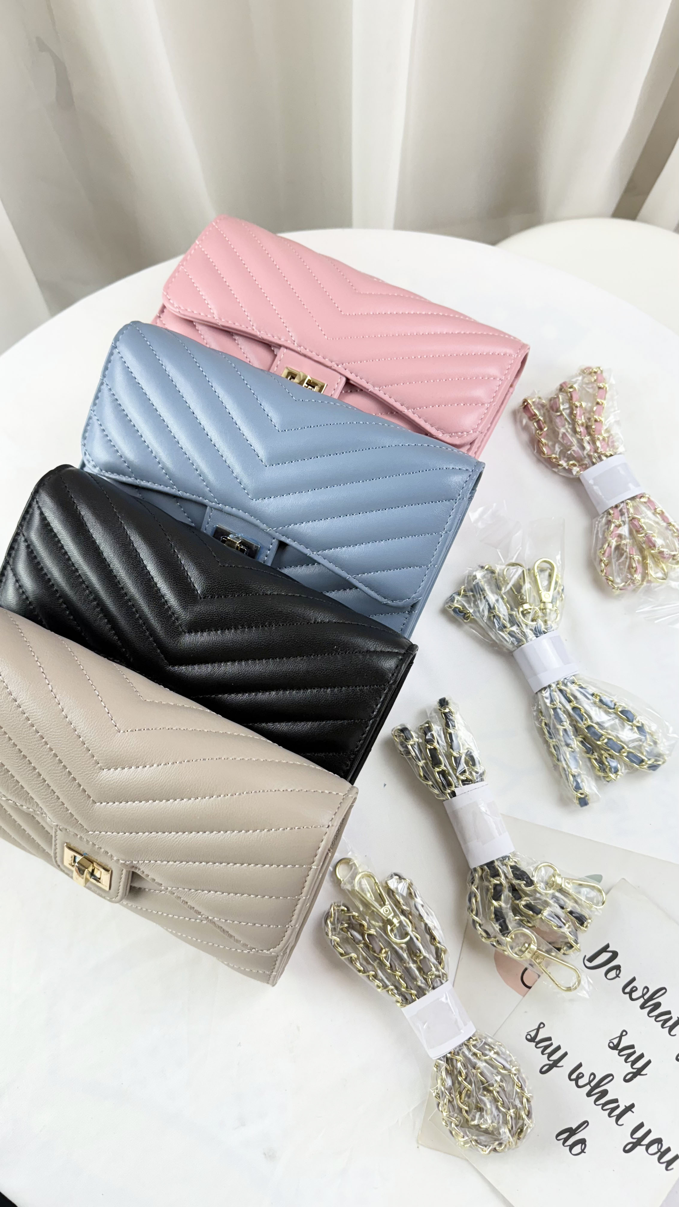 山形紋鍊條真皮長夾  #SM-1881-2